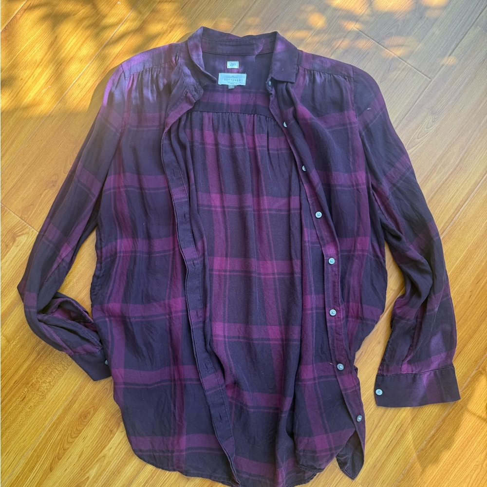 Purple Plaid Button-Up Shirt